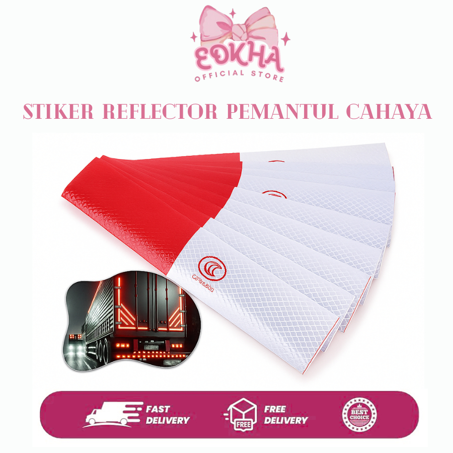 

EDKHA - Stiker Reflector Pemantul Cahaya Malam Hari Warning Sign Merah TestKIR