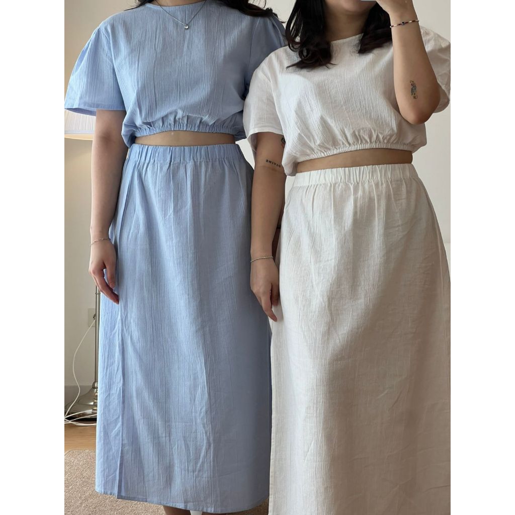 Tale | Emerse Set | One Set Wanita Summer Outfit Linen Crinkle