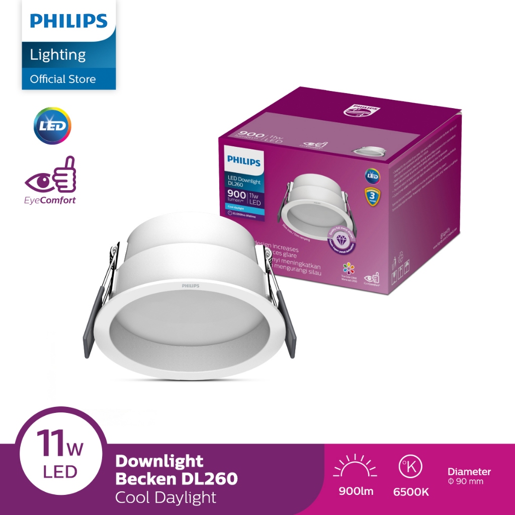 Philips LED Downlight Becken 11W 65K Putih