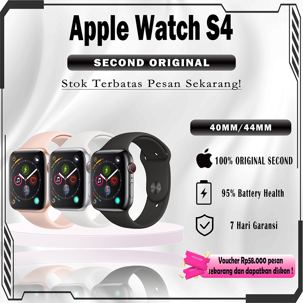 Apple Watch Series 4 GPS Jam Tangan Outdoor Pria, Apple Watch S4 40mm/44mm Smartwatch with Sport Ban