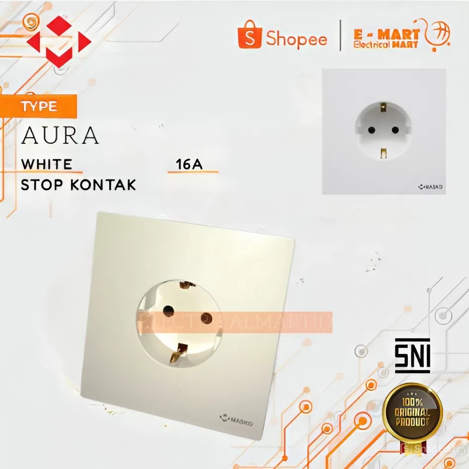 Masko AURA Saklar Stop Kontak Putih Minimalis All Varian