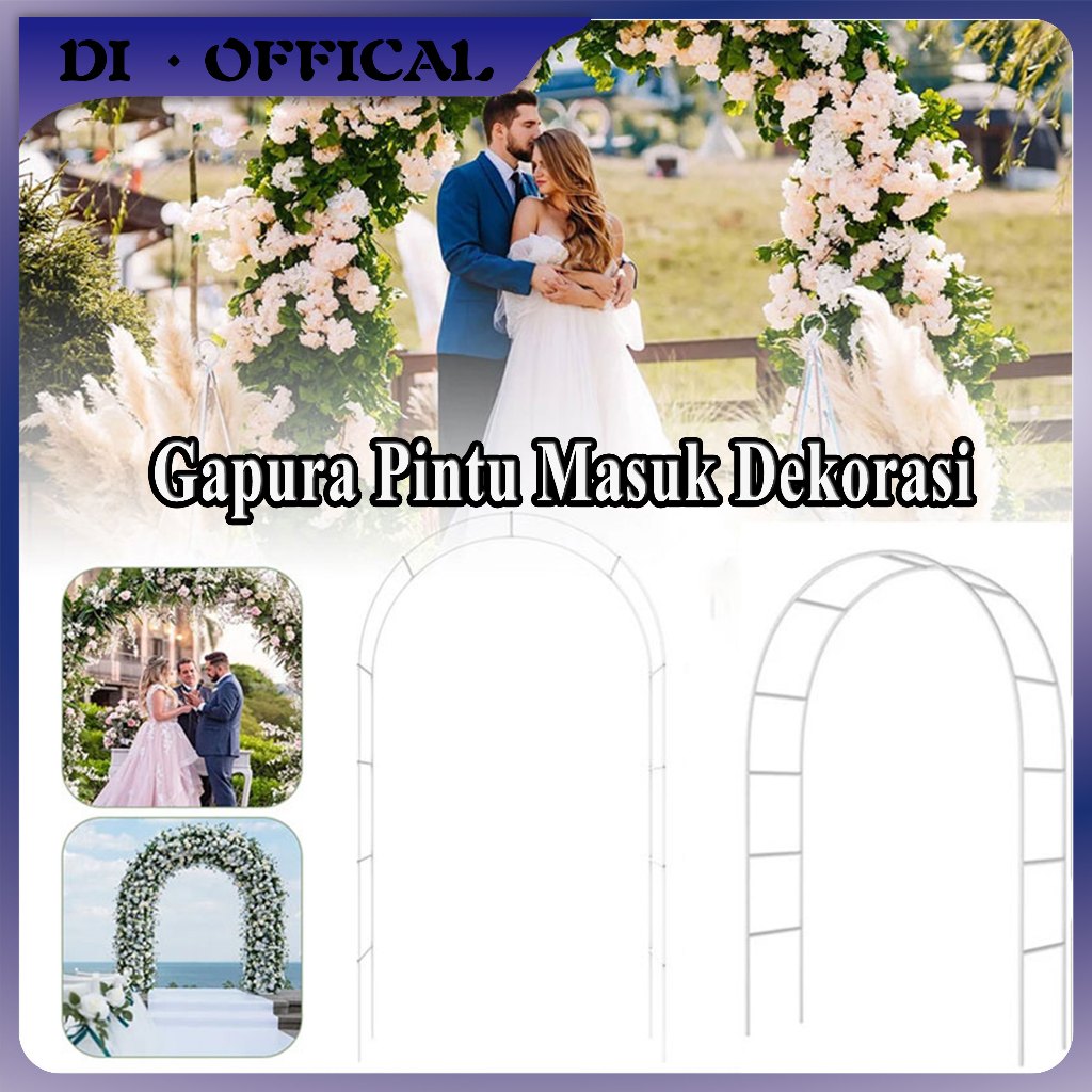 Pergola Besi Dekorasi 2leyer Besi Lengkung Dekorasi 2,4m X 1,4m Gapura Pintu Masuk Dekorasi Dekorasi