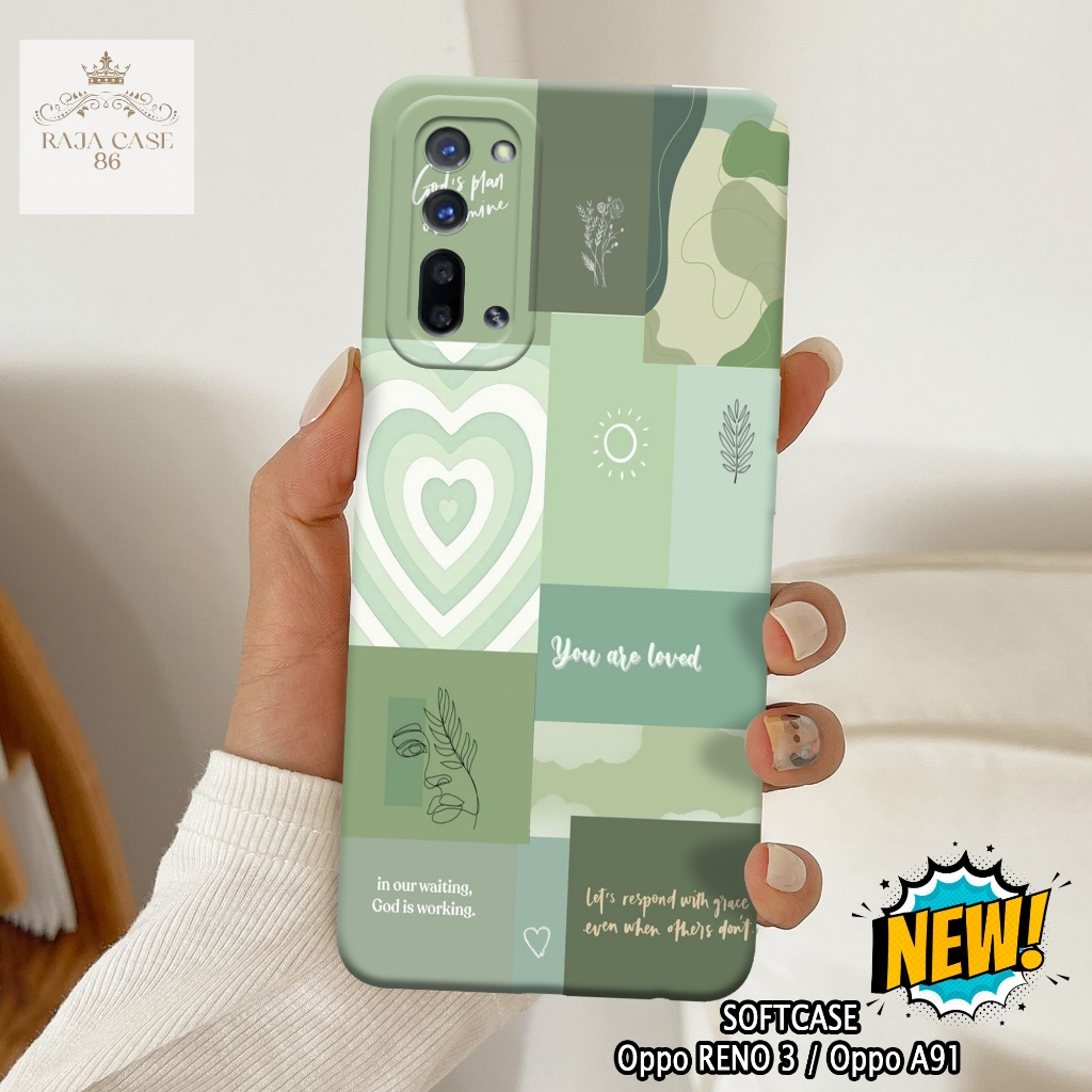 Case Oppo Reno 3 / Oppo A91 - Rajacase - casing Oppo Reno 3 - Motif case Aesthetic - Pelindung handp