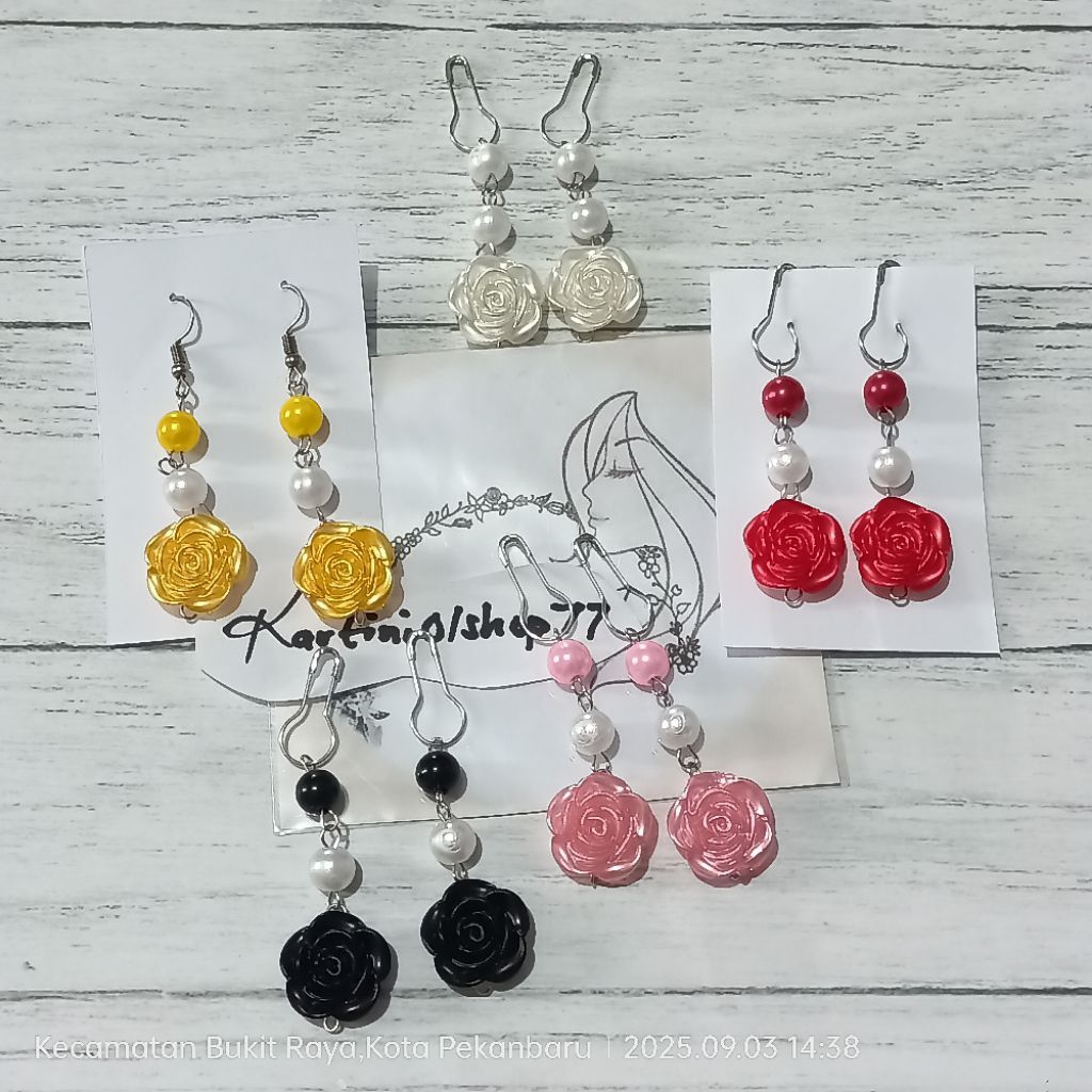 Anting Hijab Anting Mutiara Mawar