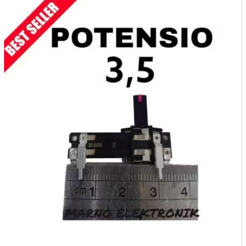 rz0037 potensio geser 3.5cm 3,5cm 3.5 3,5 cm 100k stereo 6p 6pin 6 pin kaki 6kaki gepeng