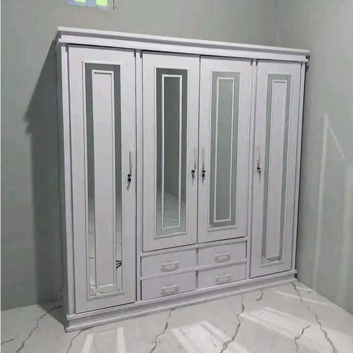 Lemari Pakaian Kayu Triplek 4 Pintu Buka Tempahan
