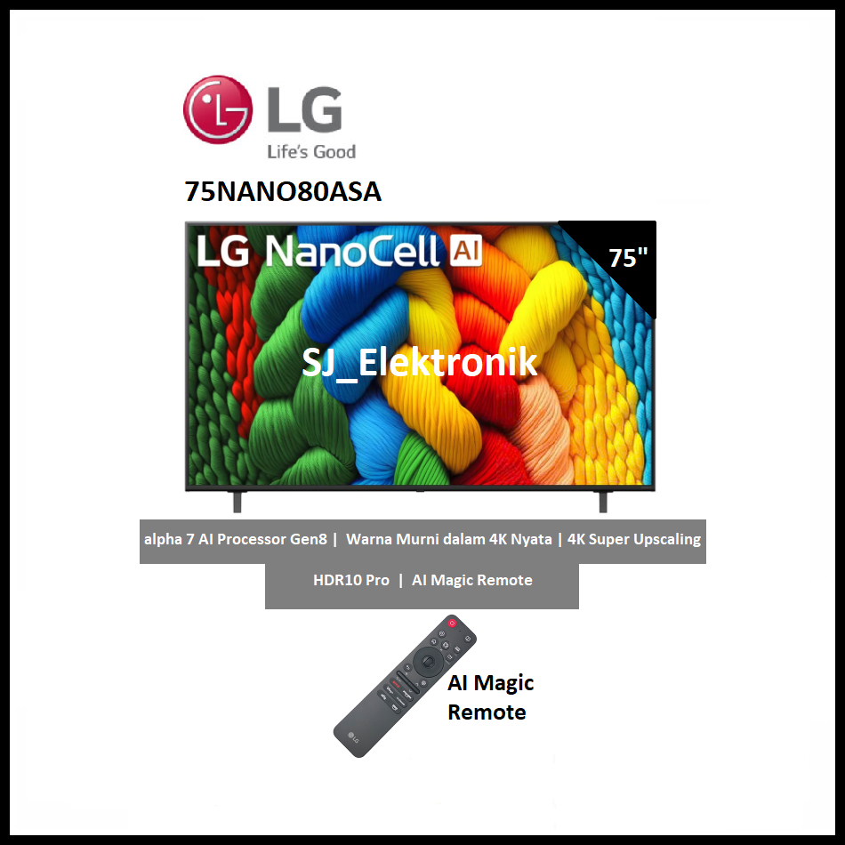 LG 75NANO80 NanoCell AI Smart UHD 4K TV | LED TV 75 Inch 75NANO80ASA