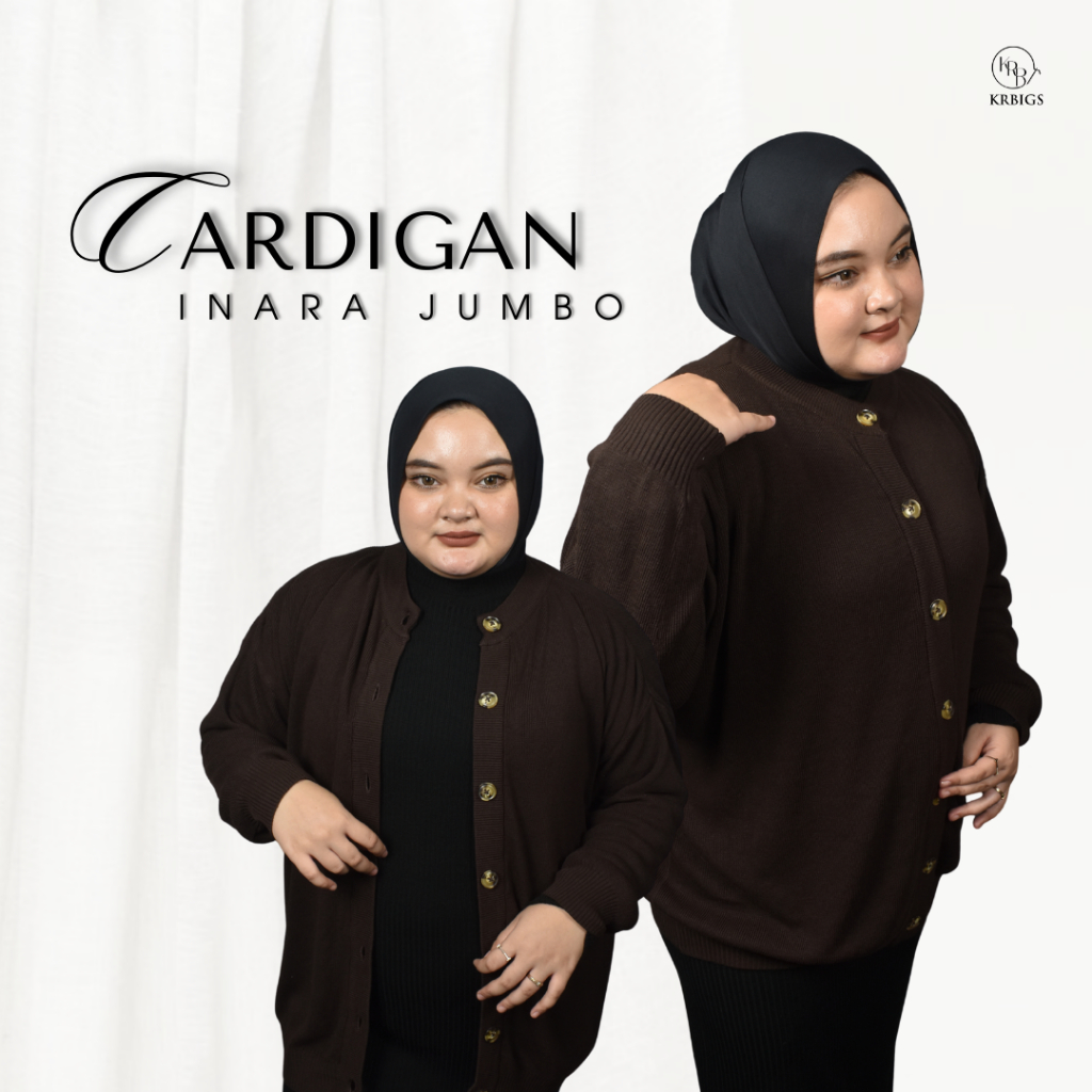 Cardigan Inara Kancing Aktif Jumbo Outer Rajut Wanita Sweater Oversize Big Size KRBIGS