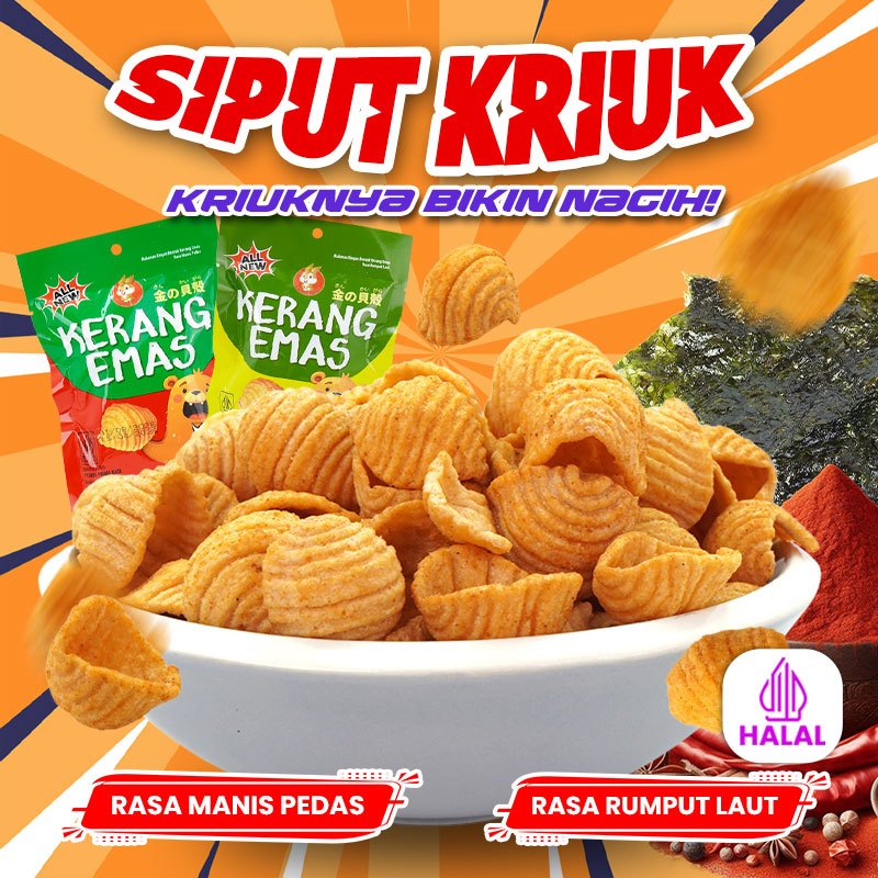 

Kerang Emas kriuk – Varian Manis Pedas & Rumput Laut