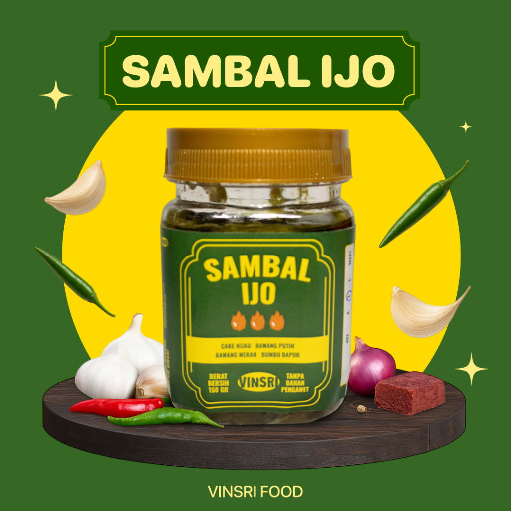 

SAMBAL IJO Hijau VINSRI Sambel Cabe Ulek Pedas Gurih Cabai Asli Tanpa Bahan Pengawet 150 gram