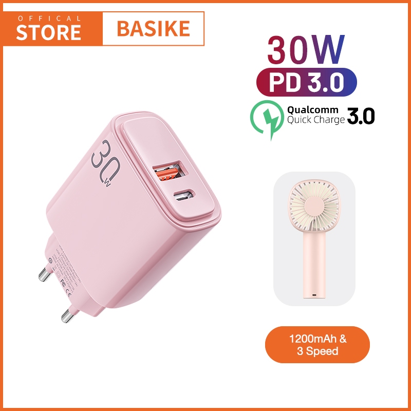 BASIKE Kepala Charger iPhone Fast Charging Type C USB PD 30W Mini murah for Xiaomi Samsung Oppo vivo