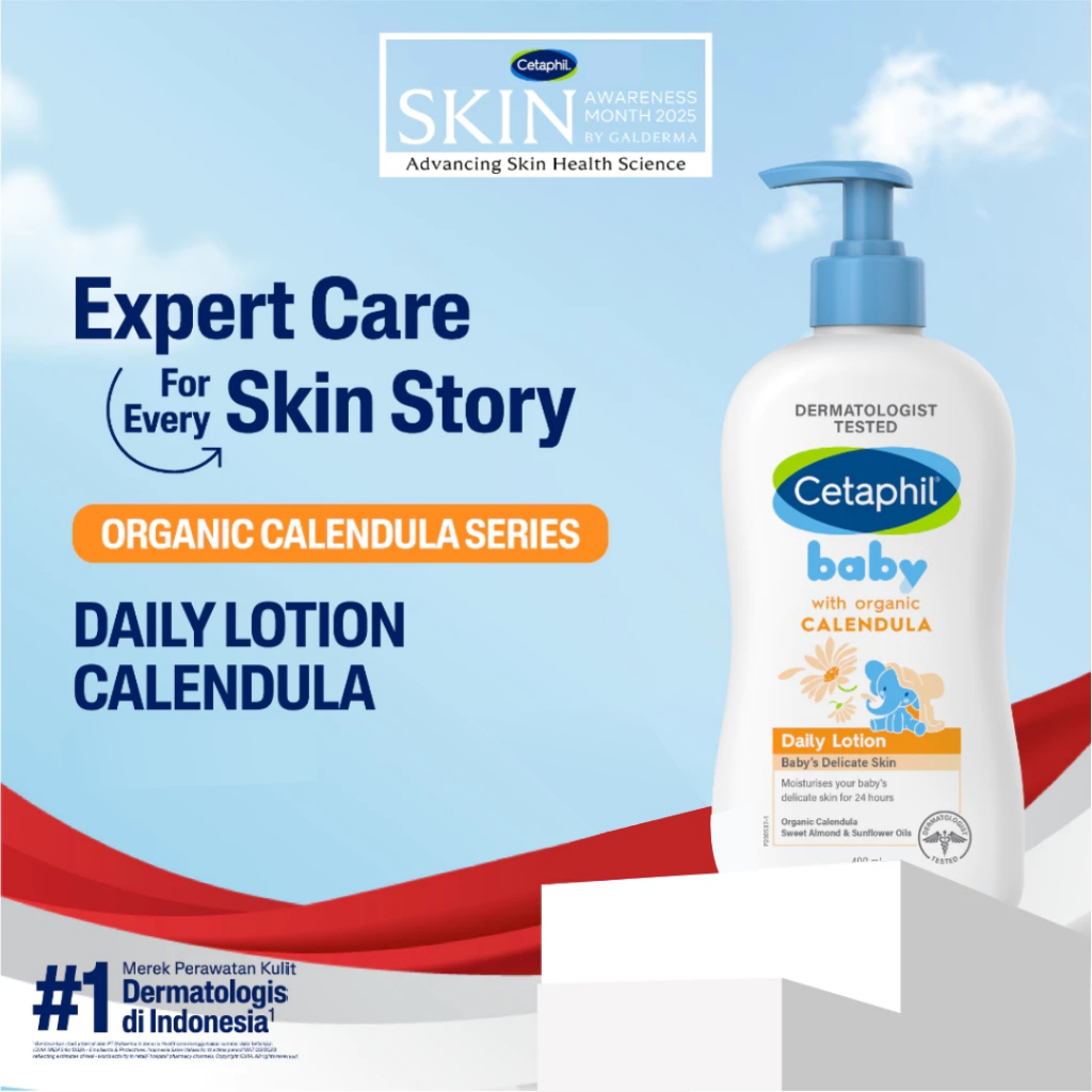 Cetaphil Baby with Organic Calendula Daily Lotion dengan Calendula, Glycerin, Sweet Almond Oil, dan 
