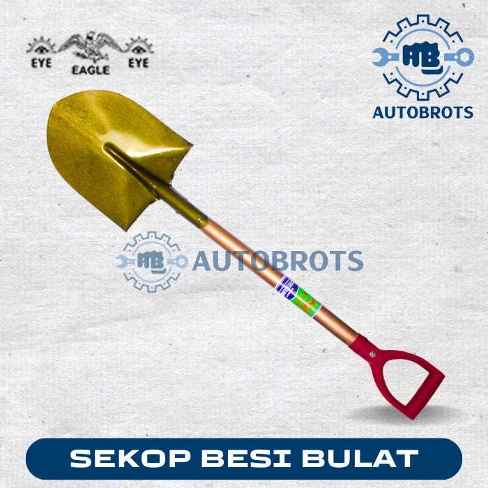 CAP MATA EAGLE Sekop Pasir Besi Bulat / Sekop Lancip Gagang Kayu / Round Iron Shovel