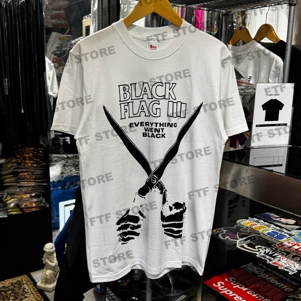 BLACK FLAG - EVERYTHING WENT BLACK TSHIRT WHITE