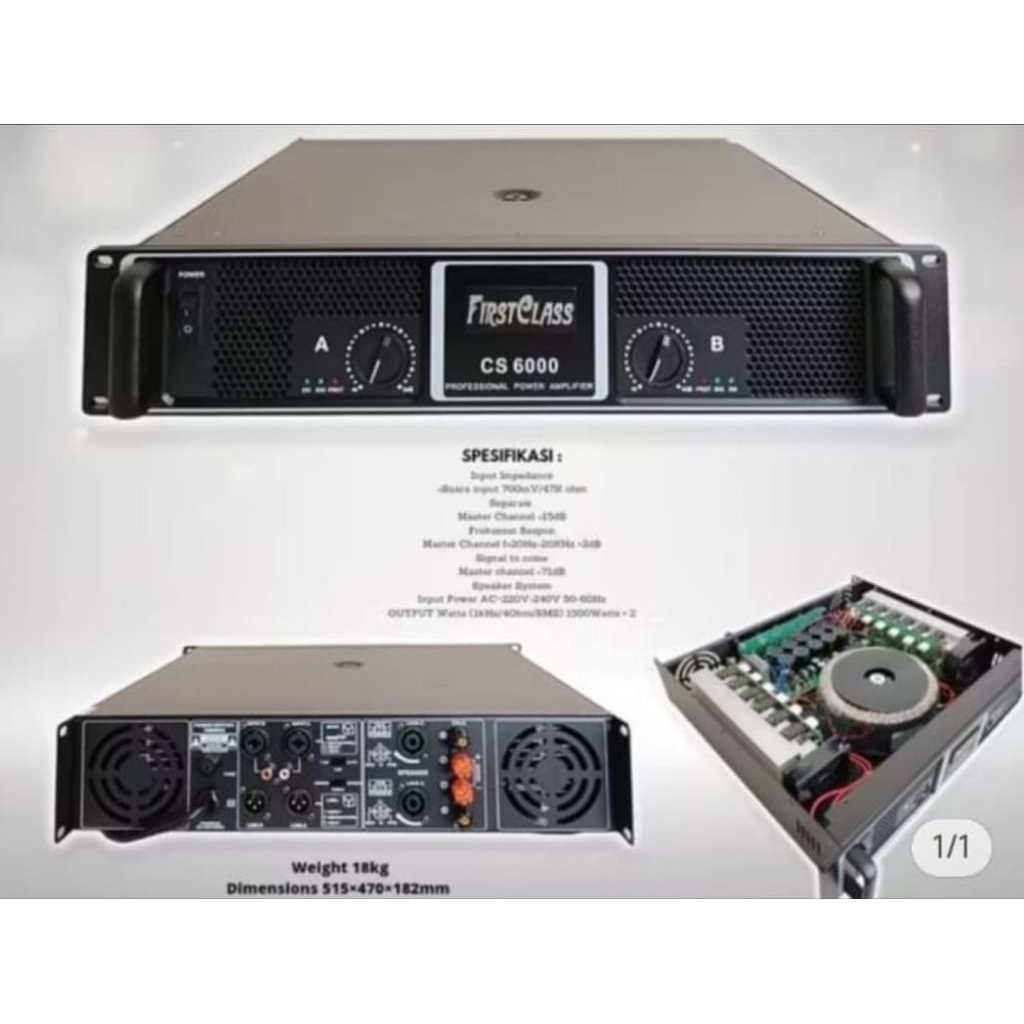 POWER AMPLIFIER FIRSTCLASS CS6000 ORIGINAL POWER STEREO CS 6000