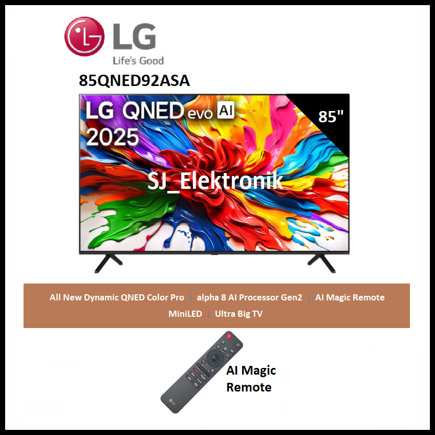 LG 85QNED92 Ultra Big TV QNED evo AI QNED92 | LED TV 85 Inch 85QNED92ASA Smart AI ThinQ