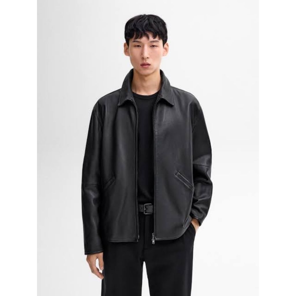 jaket kulit leather asli massimo dutti man