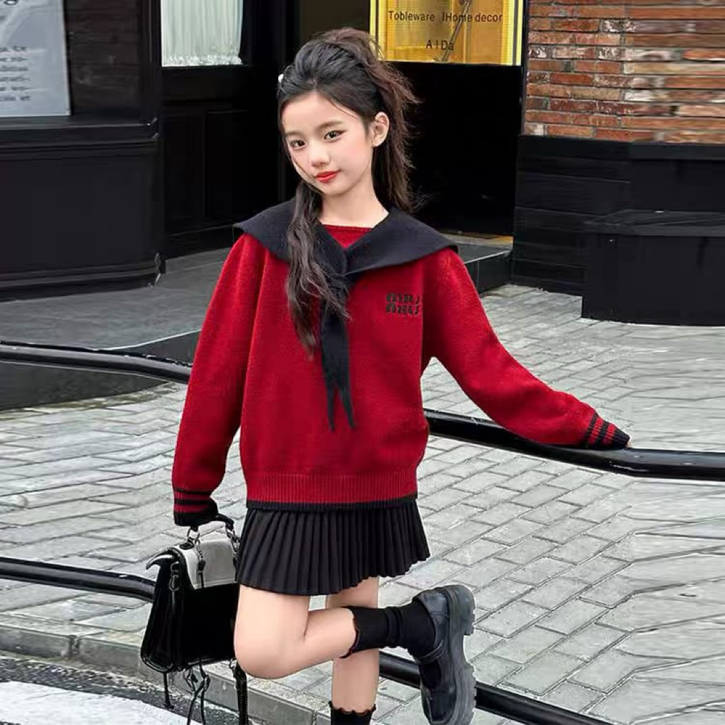 Setelan Rok Plisket Sweater Premium