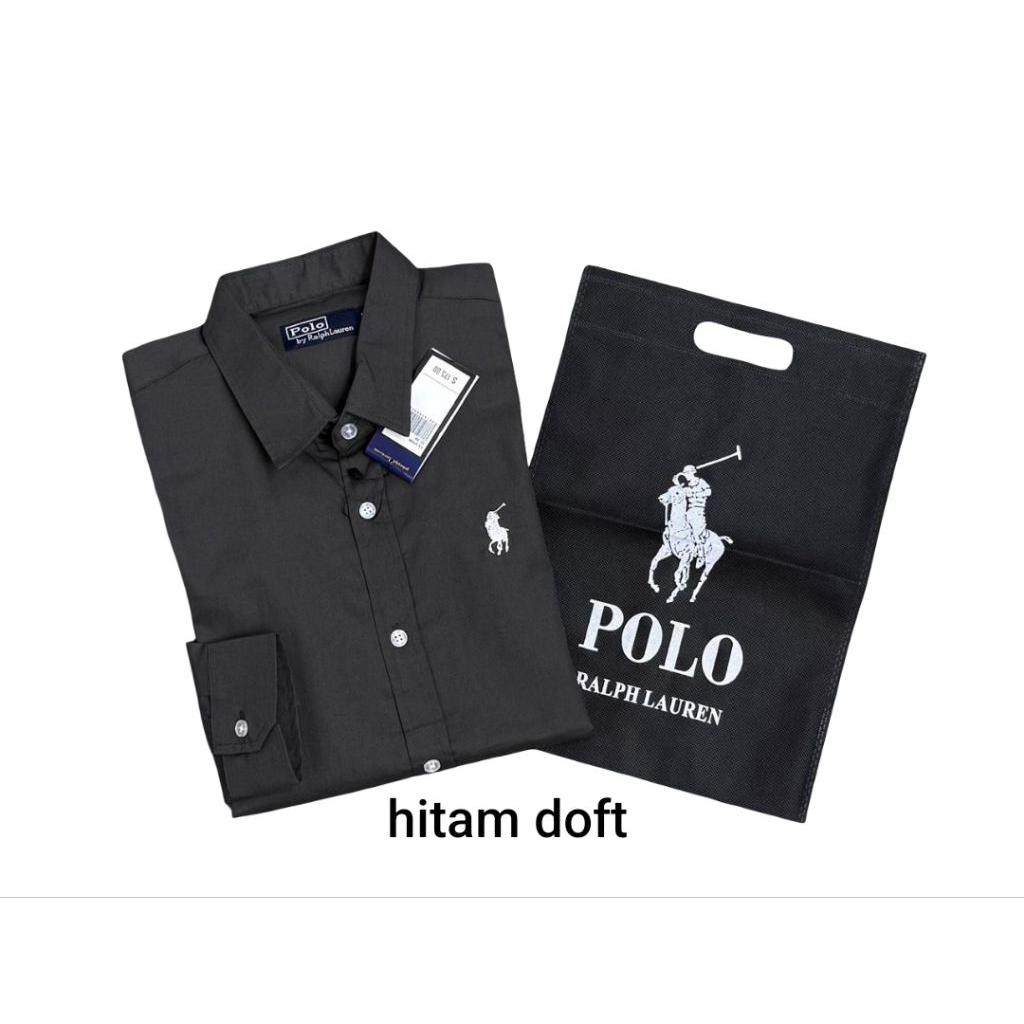 Mirror Kemeja Pria Lengan Panjang GIORDANO Polo Hitam Doft kemeja Polos Cotton Twill Swede Premium