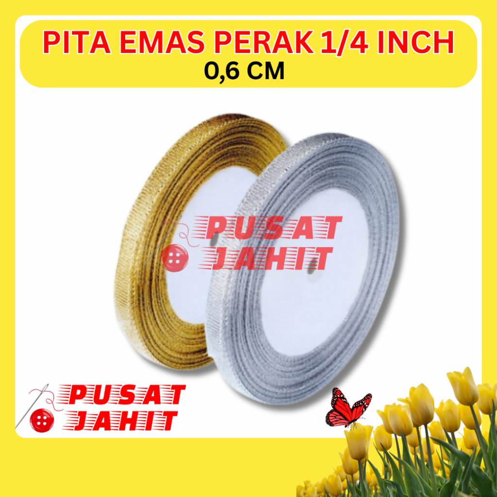 

Pita Emas Perak Glitter 1/4 Inch (0,6 Cm)