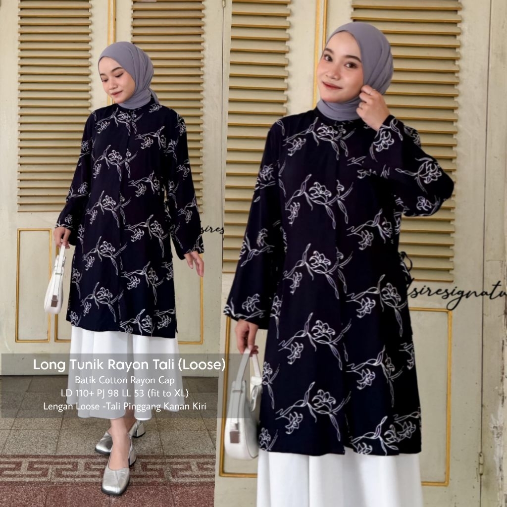ELSIRESTORE.ID (READY STOCK) Long Tunik Rayon Batik Cap Batik Kekinian Modern Tali ESL Up