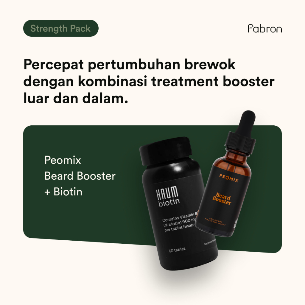 Peomix Beard Booster x Biotin - Combo Terbaik Percepat Pertumbuhan Brewok