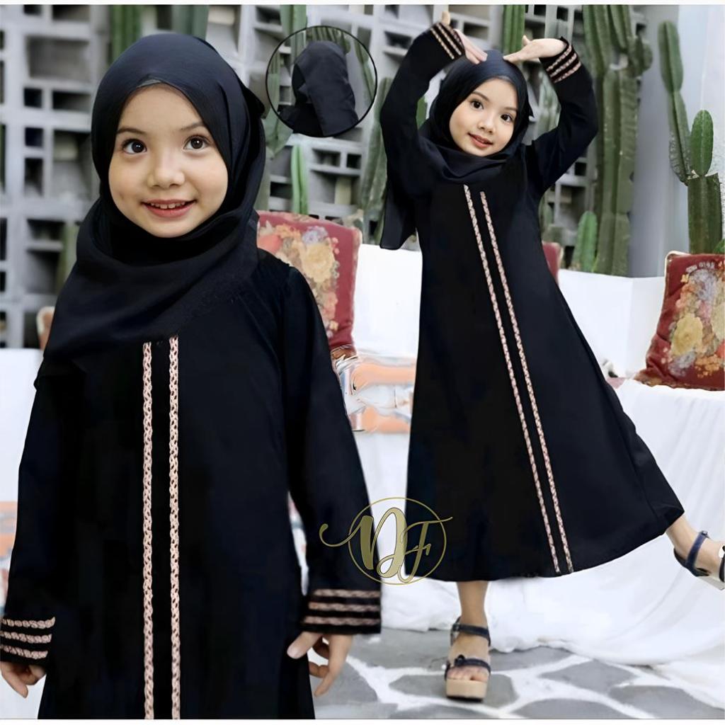 Gamis Anak 1-12 tahun Abaya Turkey Jetblack / Pakaian Muslim Anak / Dress Muslimah anak / Dress Maxi