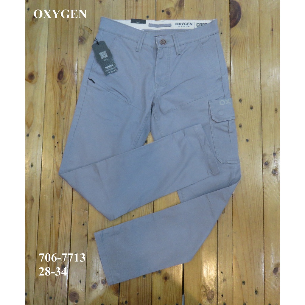 CELANA CARGO KATUN  PANJANG PRIA SLIM FIT BRAND ORI MEREK OXYGEN ART : 706-7713 PRICE Rp.684.900