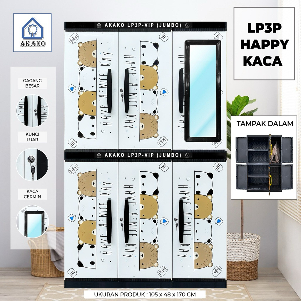 MATAHARI HOUSEWARE - LEMARI PLASTIK JUMBO 3 PINTU AKAKO