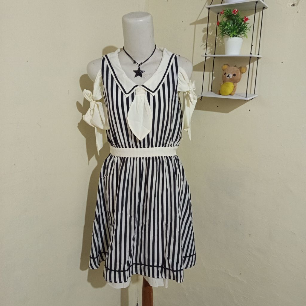 (NEW TAG) Axes femme poutique dress kawaii kerah sailor ribbon pita lolita classic japan premium