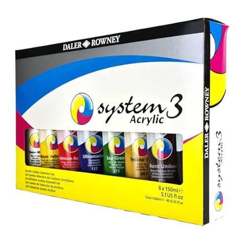 

Daler rowney system3 acrylic paint 8 clr x 59 ml selection set / cat akrilik