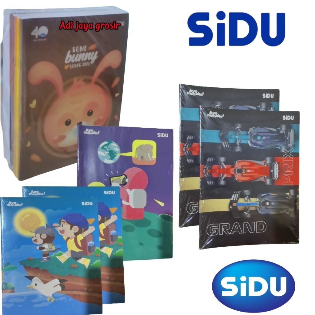

buku tulis SIDU SINAR DUNIA satu pack berisi 10 buku 38 lembar gambar random