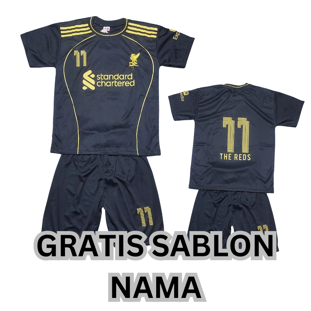 JERSEY BOLA ANAK SETELAN BAJU BOLA ANAK LIVERPOOL HITAM MURAH USIA 5-13THN