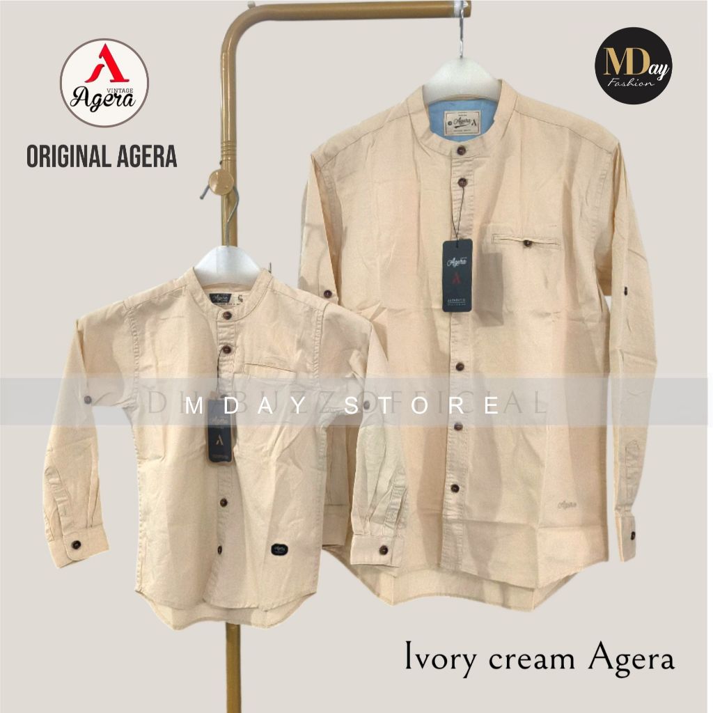AGERA KEMEJA KOKO COUPLE AYAH ANAK SPESIAL CREAM KATUN TWILL TERBARU