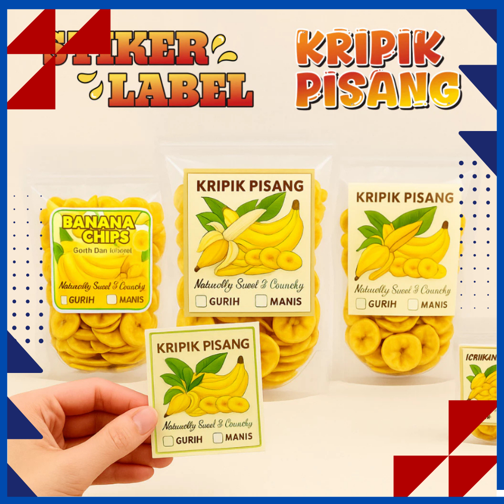 

Stiker Label Kripik Pisang Unik Tahan Lama 40 Pcs Sticker Kemasan Makanan