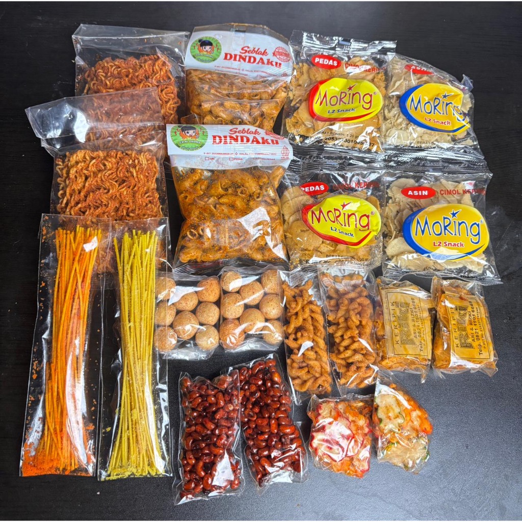

Jajanan Jadoel moring pedas mix varian cemilan keripik pedas