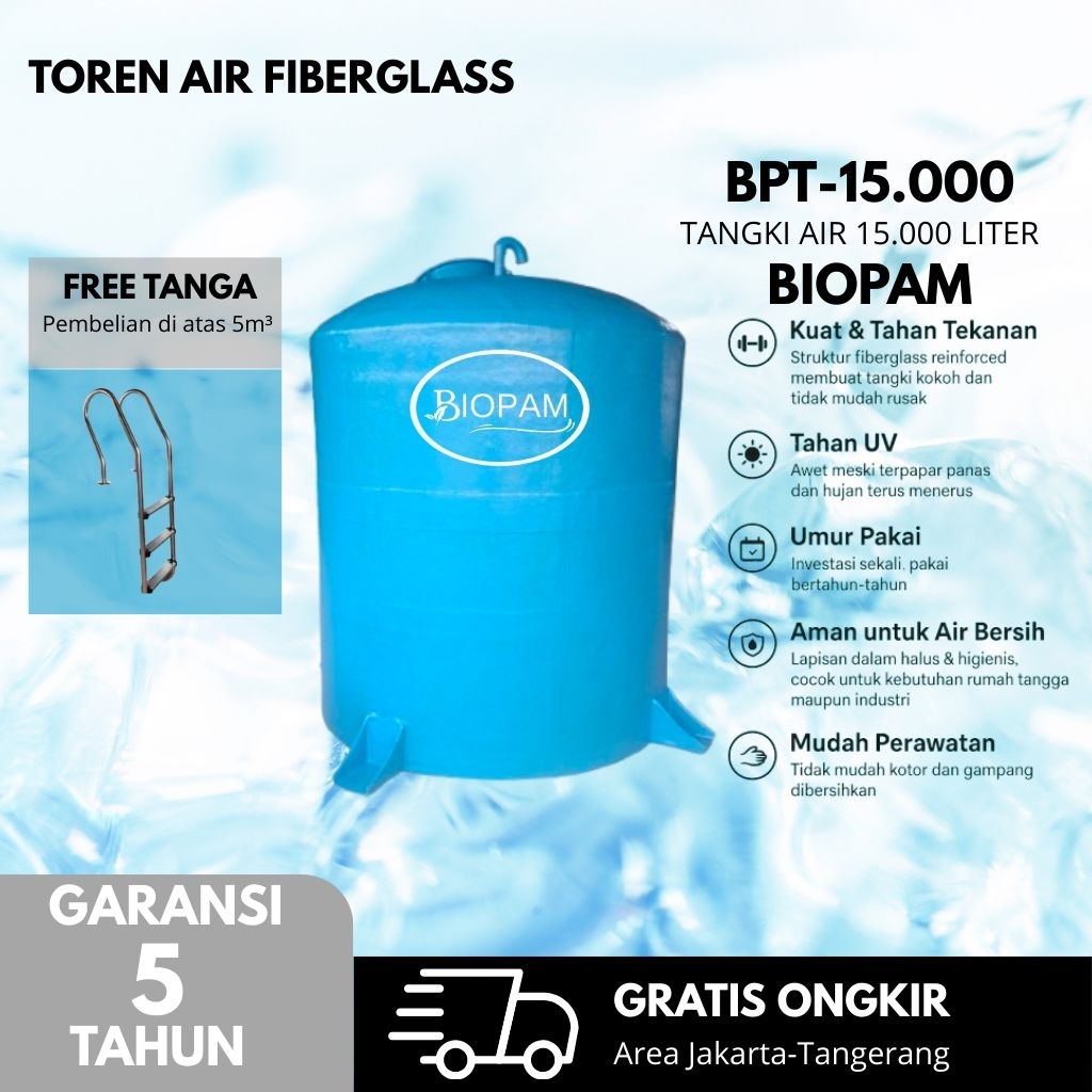 Toren air fiberglass biopam volume 15.000 liter