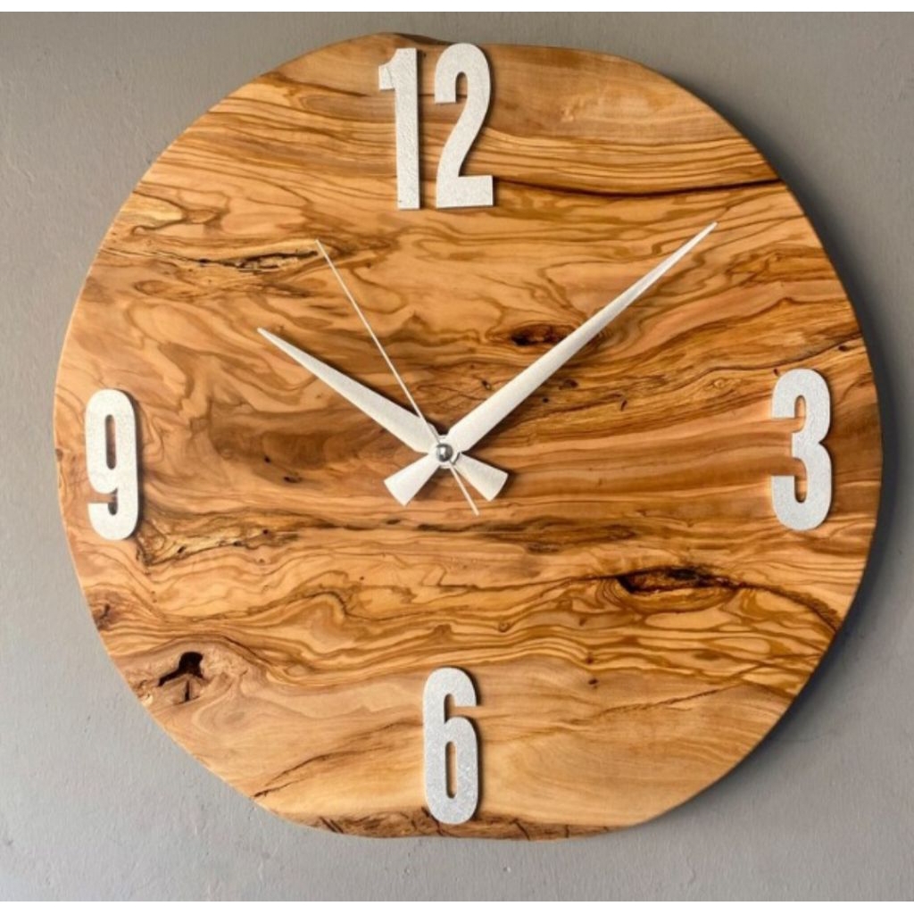Jam Dinding Kayu Jati Bundar Angka Besar