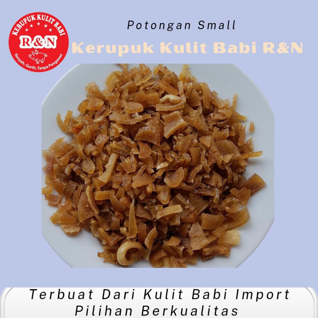 

KERUPUK KULIT BABI R&N PREMIUM MENTAH SMALL ISI 500 GRAM CU JIU CHA ,RAMBAK