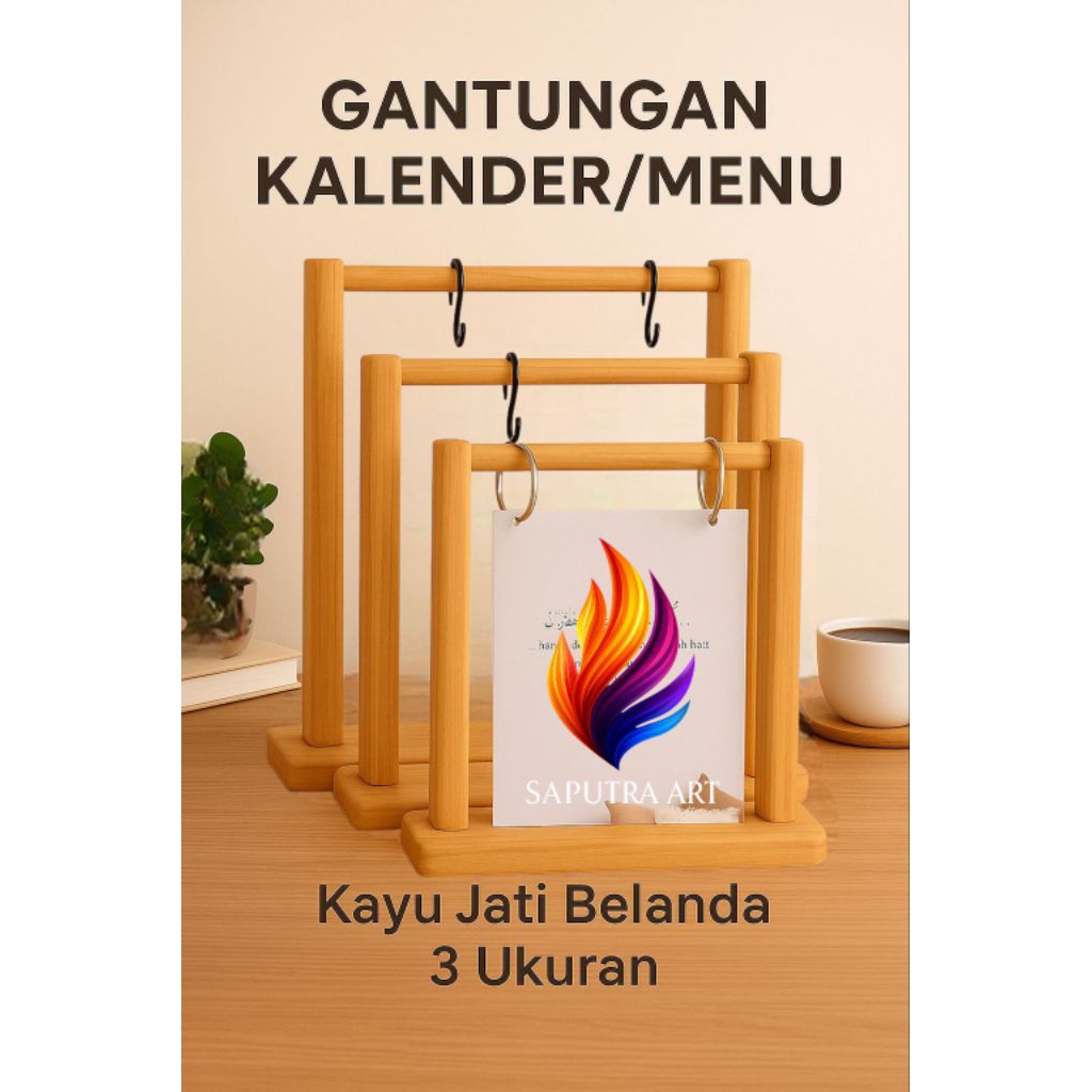 

Stand gantungan menu , kalender , hanger nomer kayu jati belanda || tampilan berkelas untuk menu,kalender, promo ,hanger nomer berkualitas dan di kerjakan oleh pengrajin lokal hand made