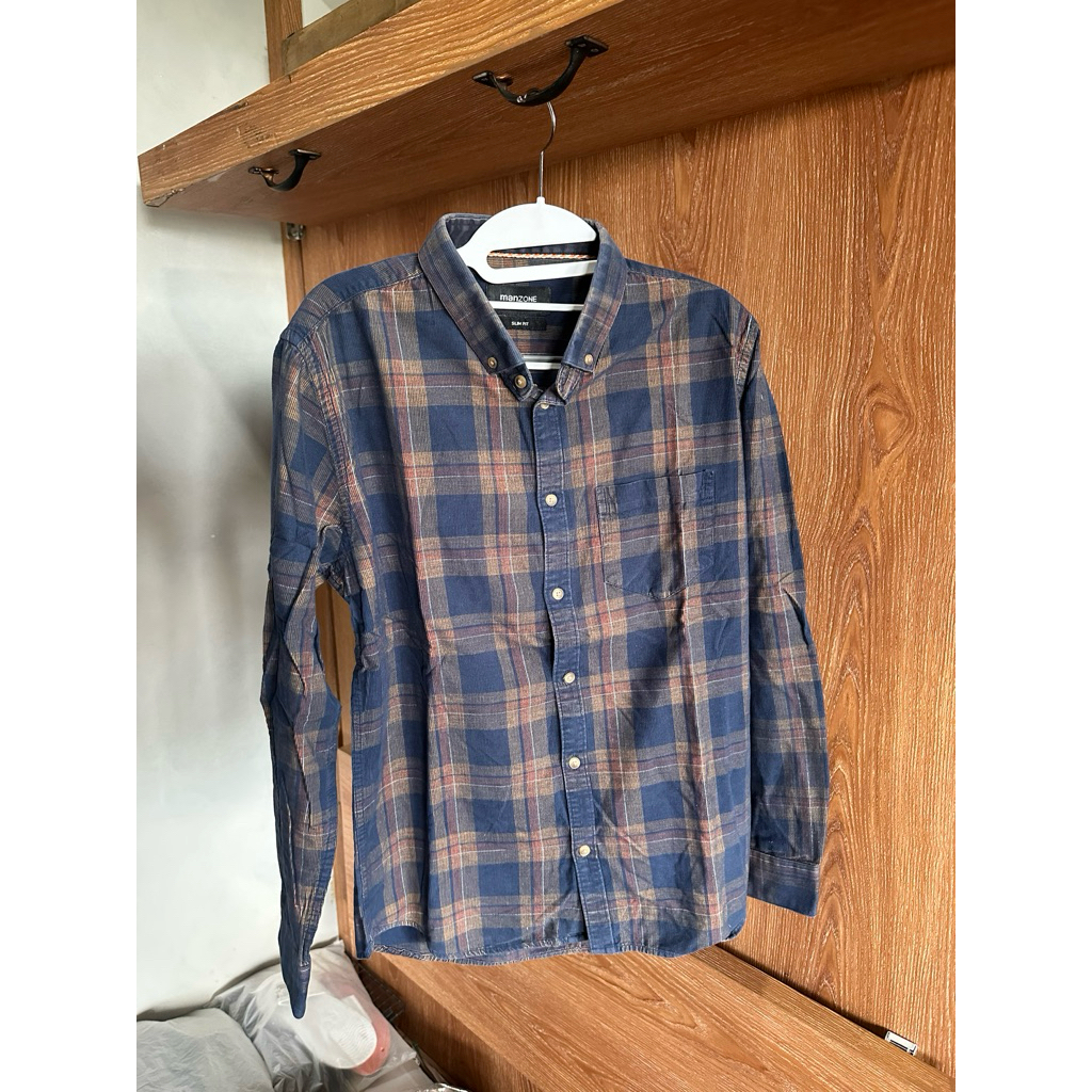 kemeja kotak manzone uk L