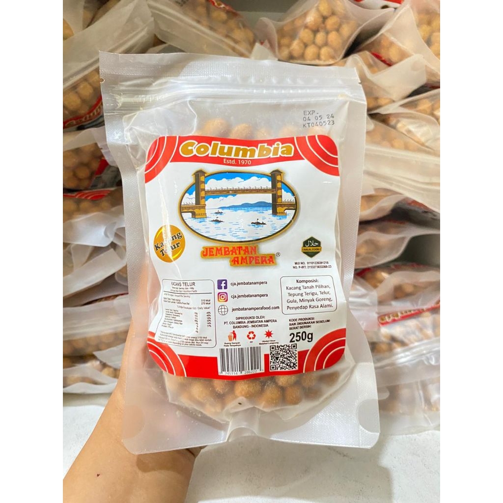 

Kacang Telur Columbia Jembatan Ampera berat 250gram