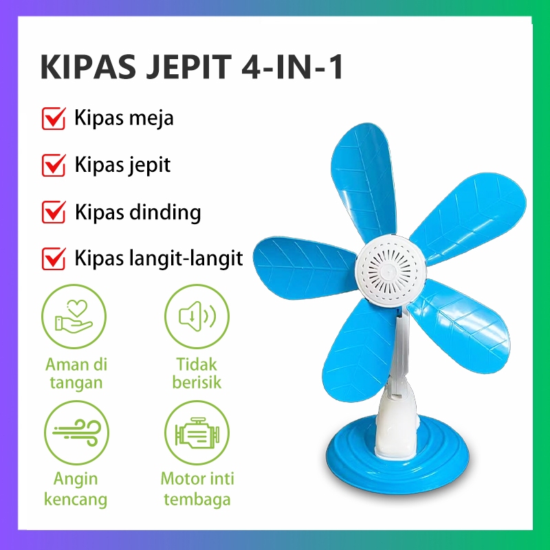 YEEXI Kipas Angin Jepit 3 IN 1/Kipas Angin Meja/Dinding fan/langit-langit Mini Fan 5 baling