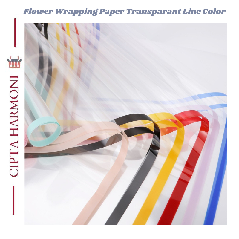 

Isi 20 LEMBAR Cellophane Transparant List Color / Wrapping Paper waterproof / Flower Wrapping / Buket Wisuda Aniversarry Graduation KB079