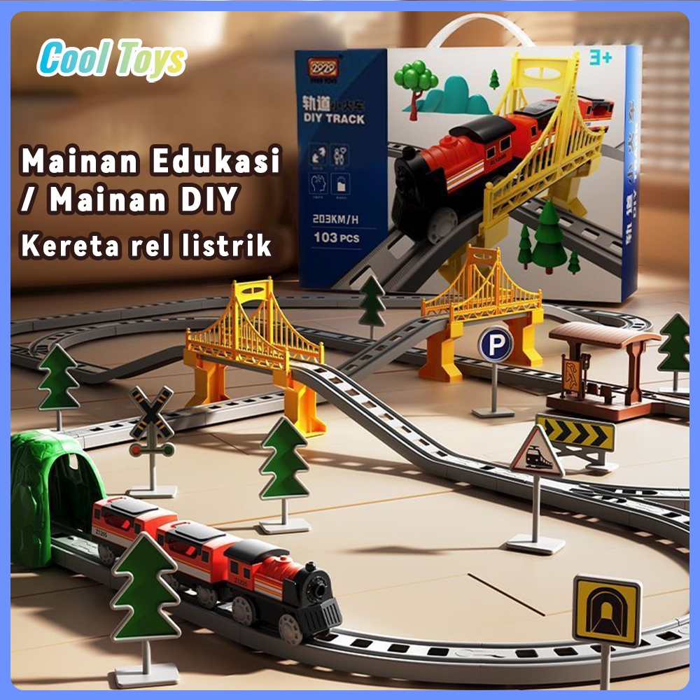 Kereta Api Mainan Rel Panjang Besar Listrik Miniatur Besi Rel Kereta Api Set