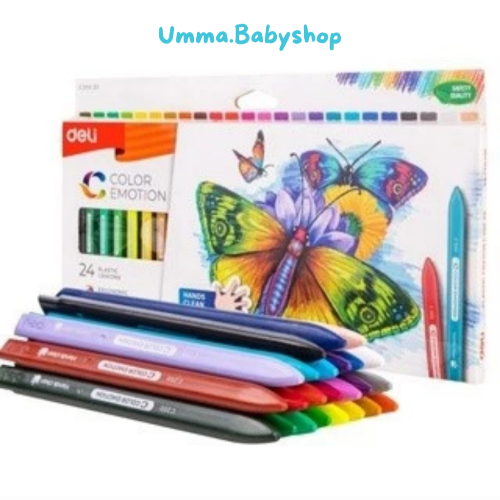 

Umma.Babyshop Deli Plastic Crayon / Krayon Plastik 24 Warna Triangular Non-Toxic EC200X0
