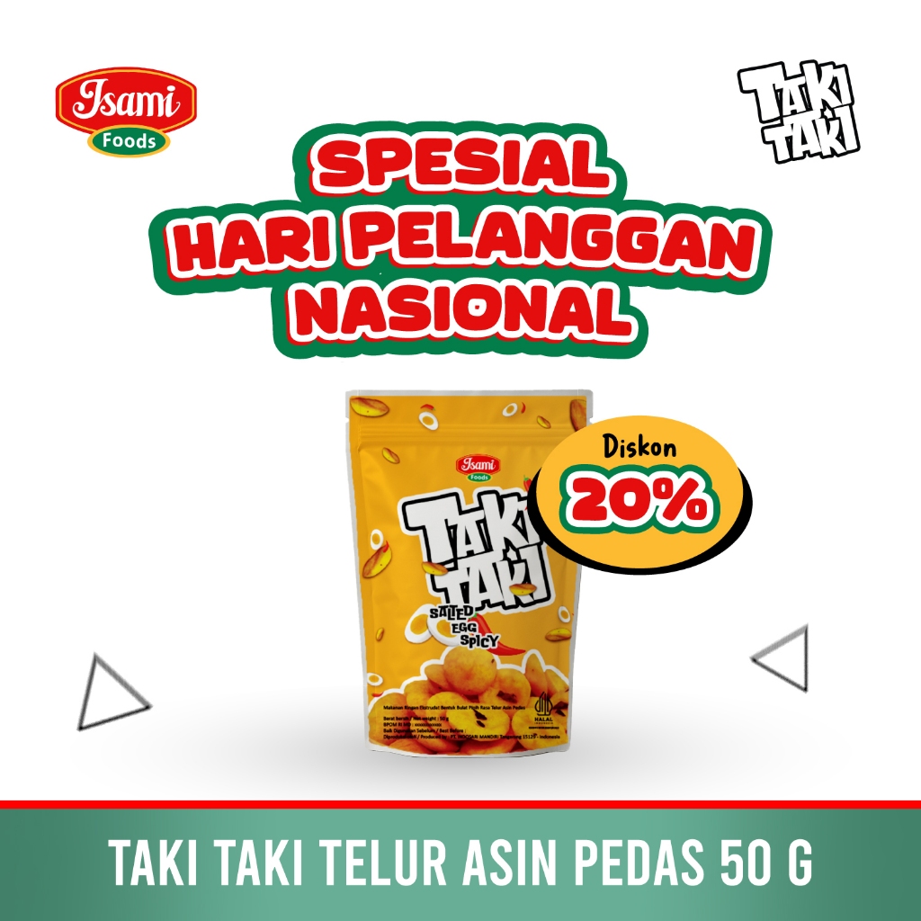 

Cemilan Pedas Taki Taki Salted Egg Spicy 50 gr