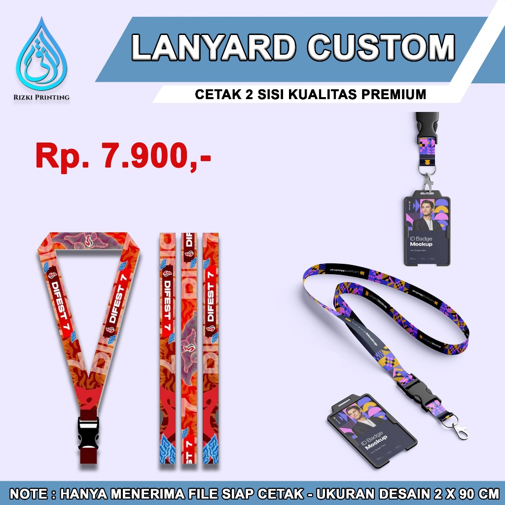 

Lanyard Id Card Name Tag Custom Premium 2 Sisi Ukuran 90cm