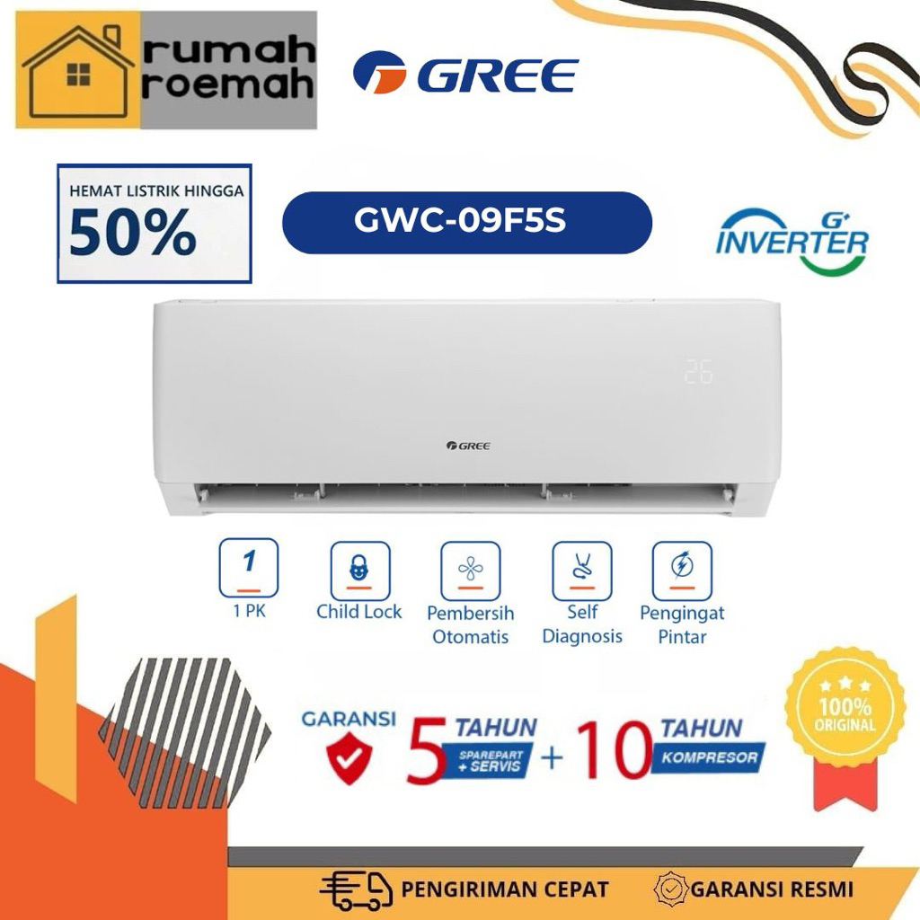 AC GREE 1 PK INVERTER GWC-09F5S DELUXE INVERTER