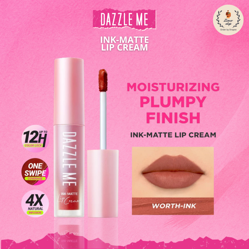 mall inline badge[BEST SELLING] DAZZLE ME Ink-Matte Lip Cream High Pigmented Tahan Lama 12 Jam